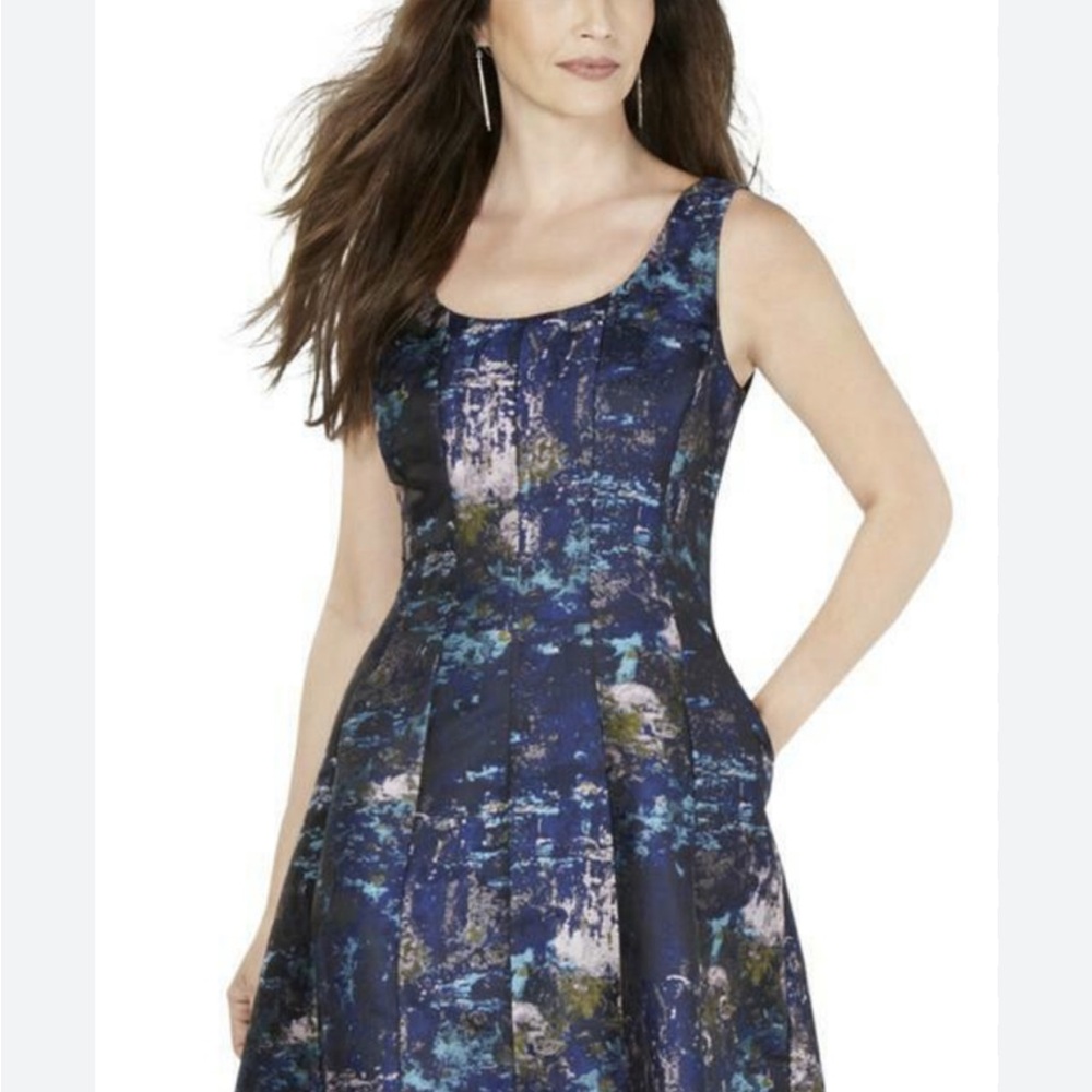 Donna Ricco Blue A-line Cocktail Dress
